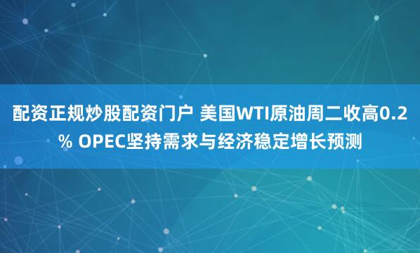 配资正规炒股配资门户 美国WTI原油周二收高0.2% OPEC坚持需求与经济稳定增长预测